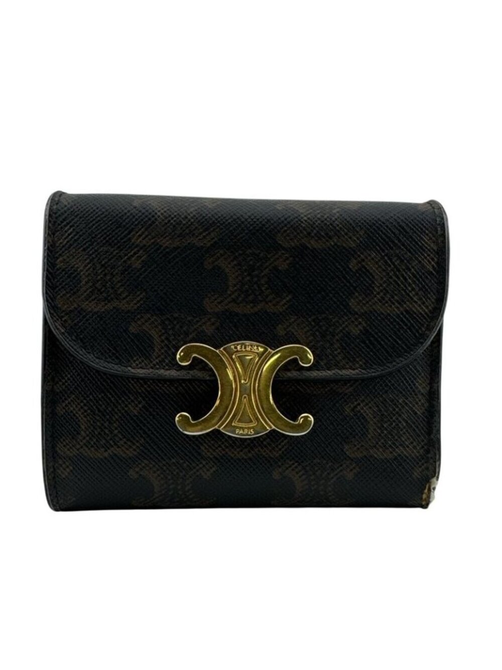 Celine Trifold Wallet Leather Brown - Picture 1 of 8